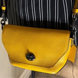 COACH Yellow Refined Pebble Leather Crossbody Bag, Karlee, style number C2815